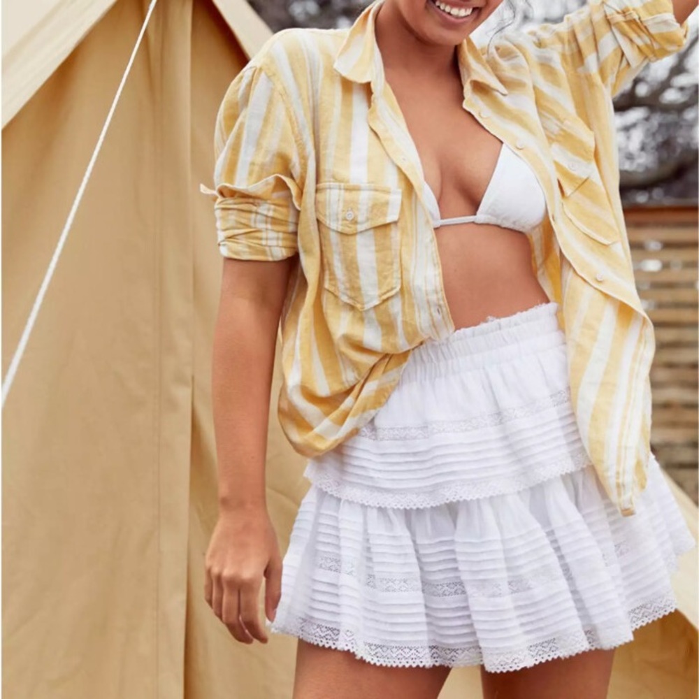 Aerie Rock n’ Ruffle Mini Skirt in White